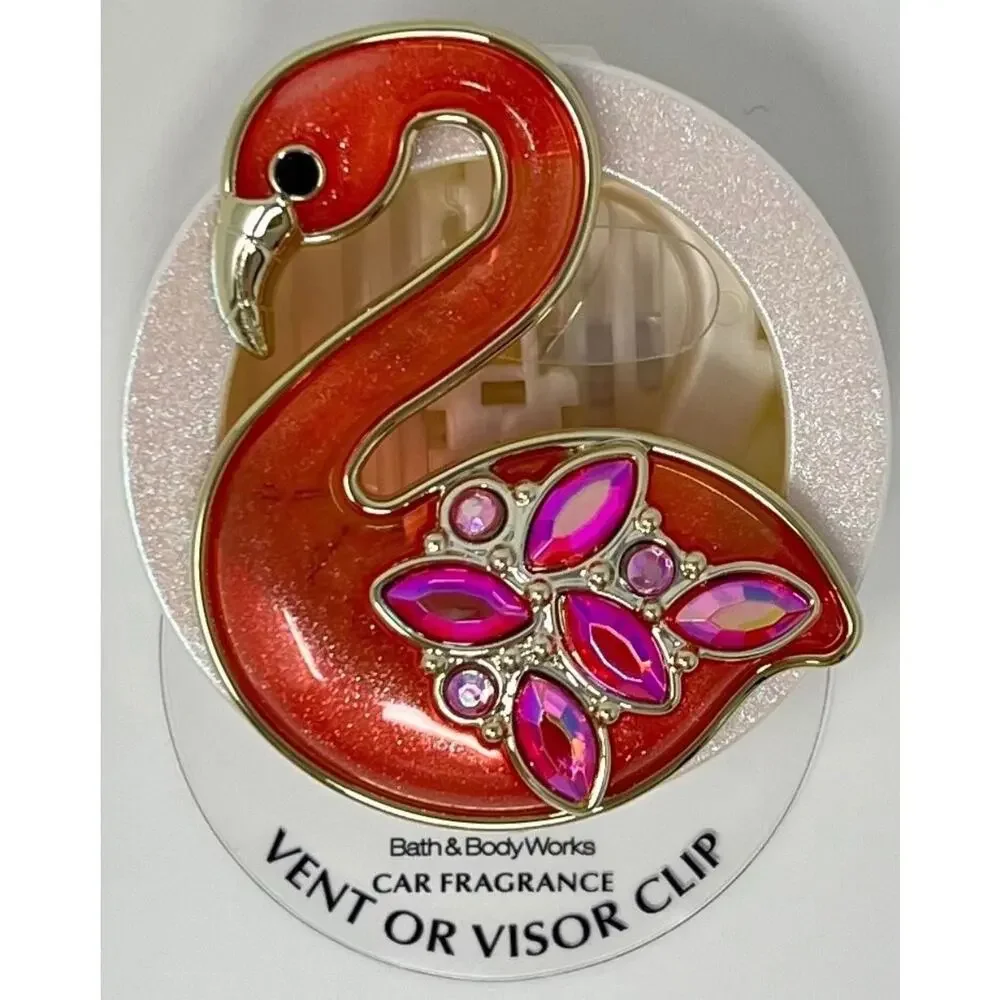 Bath & Body Works PINK GEM FLAMINGO Scentportable Holder Car Vent Visor Clip - Picture 2 of 5